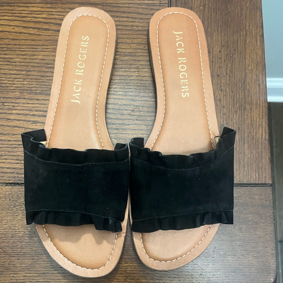 Jack Rogers Rosie Ruffle Slide Black NEW 10 - Picture 5 of 6